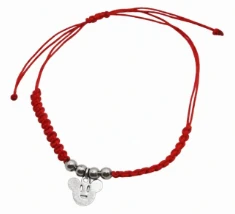 Pulsera tobillera de hilo rojo con dije de acero Mickey